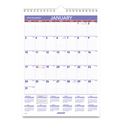 AT-A-GLANCE® Monthly Wall Calendar with Ruled Daily Blocks, 8 x 11, White Sheets, 12-Month (Jan to Dec): 2022