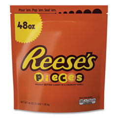 Reese's® Pieces Candy, Resealable Bag, 48 oz Bag, 2 Bags/Pack, Delivered in 1-4 Business Days
