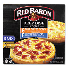 Red Baron® Deep Dish Pizza Singles Variety Pack, Four Cheese/Pepperoni, 5.5 oz Pack, 12 Packs/Box, Ships in 1-3 Business Days