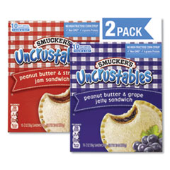 Smucker's® UNCRUSTABLES Soft Bread Sandwiches, Grape/Strawberry, 2 oz, 10 Sandwiches/Pack, 2 PK/Box, Delivered in 1-4 Business Days