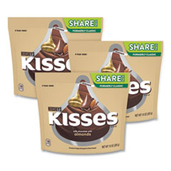 Hershey®'s KISSES Milk Chocolate with Almonds, Share Pack, 10 oz Bag, 3 Bags/Pack, Delivered in 1-4 Business Days