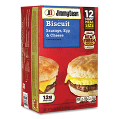 Jimmy Dean® Biscuit Breakfast Sandwich, Sausage, Egg and Cheese, 54 oz, 12/Box, Ships in 1-3 Business Days