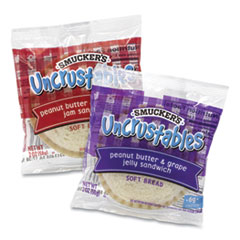 Smucker's® UNCRUSTABLES Soft Bread Sandwiches, Grape/Strawberry, 2 oz, 10 Sandwiches/Pack, 2 PK/Box, Ships in 1-3 Business Days