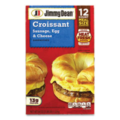 Jimmy Dean® Croissant Breakfast Sandwich, Sausage, Egg and Cheese, 54 oz, 12/Box, Ships in 1-3 Business Days