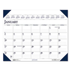 House of Doolittle™ Executive Monthly Desk Pad Calendar, 24 x 19, White/Blue Sheets, Blue Corners, 12-Month (Jan to Dec): 2022
