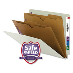 Smead® Extra-Heavy Two Pocket Divider End Tab Pressboard Classification Folders with SafeSHIELD® Coated Fasteners