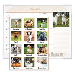 Puppies Monthly Desk Pad Calendar, 22 x 17, 2020