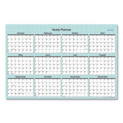 Blue Sky® Picadilly Laminated Erasable Wall Calendar, Geometric Artwork, 36 x 24, White/Teal Sheets, 12-Month (Jan-Dec): 2023