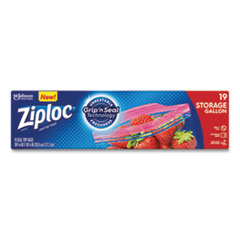 Ziploc® Double Zipper Storage Bags, 1 gal, 1.75 mil, 9.6" x 12.1", Clear, 19 Bags/Box, 12 Boxes/Carton