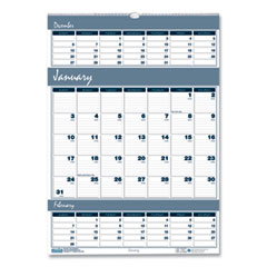House of Doolittle™ Bar Harbor Recycled Wirebound 3-Months-per-Page Wall Calendar, 12 x 17, White/Blue/Gray Sheets, 14-Month (Dec-Jan): 2023-2025