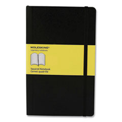 Moleskine® Hard Cover Notebook, 1-Subject, Quadrille Rule, Black Cover, (120) 8.25 x 5 Sheets