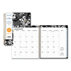 Blue Sky® Baccara Dark Monthly Planner, Baccara Dark Floral Artwork, 10 x 8, Gray/Black/Gold Cover, 12-Month (Jan to Dec): 2024