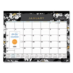 Blue Sky® Baccara Dark Desk Pad, Baccara Dark Floral Artwork, 22 x 17, White/Black Sheets, Black Binding, 12-Month (Jan to Dec): 2024
