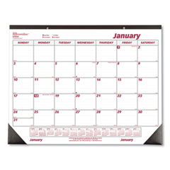 Brownline® Monthly Desk Pad Calendar, 22 x 17, White/Burgundy Sheets, Black Binding, Black Corners, 12-Month (Jan to Dec): 2022