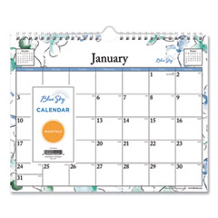 Blue Sky® Lindley Wall Calendar, Lindley Floral Artwork, 11 x 8.75, White/Multicolor Sheets, 12-Month (Jan to Dec): 2024