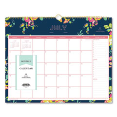 Blue Sky® Day Designer Peyton Academic Wall Calendar, Floral Artwork, 15 x 12, White/Navy Sheets, 12-Month (July-June): 2021-2022