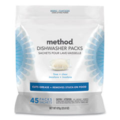 Method® Power Dish Detergent Tabs, Fragrance-Free, 45/Pack, 6 Packs/Carton