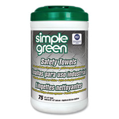Simple Green® Safety Towels, 10 x 11.75, White, Unscented, 75/Canister