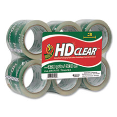 Duck® Heavy-Duty Carton Packaging Tape, 3" Core, 3" x 54.6 yds, Clear, 6/Pack
