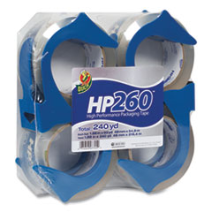Duck® HP260 Packaging Tape with Dispenser, 3" Core, 1.88" x 60 yds, Clear, 4/Pack