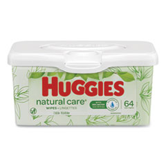 Huggies® Natural Care Baby Wipes, Unscented, White, 64/Tub, 4 Tub/Carton