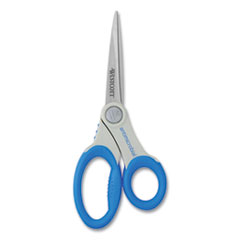 Westcott® Scissors with Antimicrobial Protection, 8" Long, 3.5" Cut Length, Blue Straight Handle