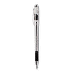 Pentel® R.S.V.P. Ballpoint Pen, Stick, Fine 0.7 mm, Black Ink, Clear/Black Barrel, Dozen