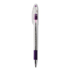 Pentel® R.S.V.P. Ballpoint Pen, Stick, Fine 0.7 mm, Violet Ink, Clear/Violet Barrel, Dozen