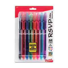 Pentel® R.S.V.P. Ballpoint Pen, Stick, Medium 1 mm, Assorted Ink and Barrel Colors, 8/Pack