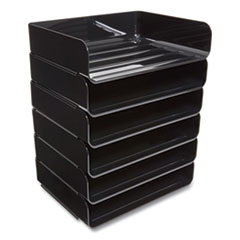 TRU RED™ Side-Load Stackable Plastic Document Tray, 1 Section, Letter-Size, 12.63 x 9.72 x 3.01, Black, 6/Pack