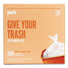 Perk Twist-Tie Heavy-Duty Trash Bags, 45 gal, 1.1 mil, 45 x 38, Black, 25/Box