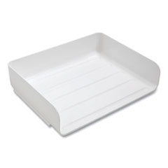 Side-Load Stackable Plastic Document Tray, 1 Section, Letter-Size, 12.63 x 9.72 x 3.01, White, 6/Pack