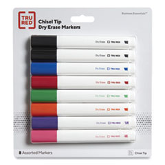 Dry Erase Marker, Tank-Style, Medium Chisel Tip, Seven Assorted Colors, 8/Pack