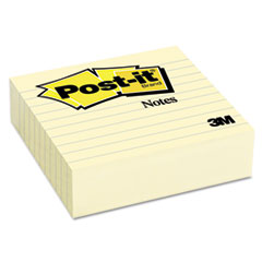 Post-it® Notes Original Lined Notes, 4 x 4, Canary Yellow, 300-Sheet