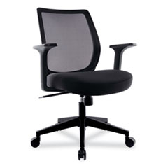 Essentials Mesh Back Fabric Task Chair with Arms, Supports Up to 275 lb, Black Fabric Seat, Black Mesh Back, Black Base