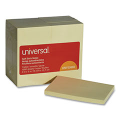 Universal® Self-Stick Note Pad Value Pack, 3" x 5", Yellow, 100 Sheets/Pad, 18 Pads/Pack