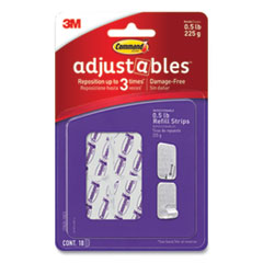 Command™ Adjustables Repositionable Mini Refill Strips, Holds up to 0.5 lb, 1.03 x 1.32, White, 18 Strips