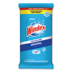 Windex® Glass and Surface Wet Wipe, Cloth, 7 x 8, Unscented, 38/Pack