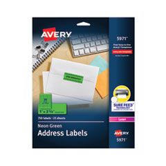 Avery® High-Visibility Permanent Laser ID Labels, 1 x 2 5/8, Neon Green, 750/Pack