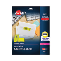 Avery® High-Visibility Permanent Laser ID Labels, 1 x 2 5/8, Neon Yellow, 750/Pack