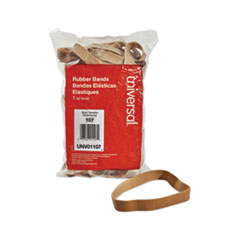 Universal® Rubber Bands, Size 107, 0.06" Gauge, Beige, 1 lb Box, 40/Pack