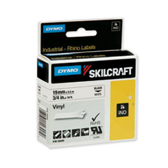 7530016871405, SKILCRAFT Dymo Industrial Rhino Thermal Vinyl Label Tape Cassettes, 0.75" x 18 ft, Black on White