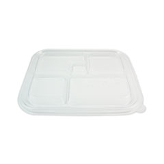 World Centric® PLA Lids for Fiber Bento Box Containers, Five Compartments, 12.1 x 9.8 x 0.8, Clear, 300/Carton