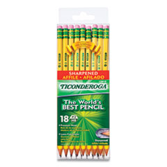 Ticonderoga® Pre-Sharpened Pencil, HB (#2), Black Lead, Yellow Barrel, 18/Pack