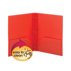 Smead™ Poly Two-Pocket Folder with Fasteners, 180-Sheet Capacity, 11 x 8.5, Red, 25/Box