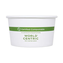 World Centric® Paper Bowls, 16 oz, 4.4" Diameter x 3"h, White, 500/Carton