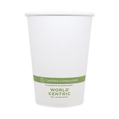 World Centric® Paper Bowls, 32 oz, 4.4" Diameter x 5.8"h, White, 500/Carton