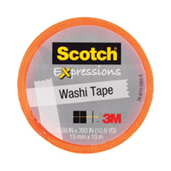 Scotch® Expressions Washi Tape, 1.25" Core, 0.59" x 32.75 ft, Orange