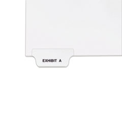 Avery-Style Preprinted Legal Bottom Tab Divider, 26-Tab, Exhibit A, 11 x 8.5, White, 25/PK