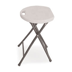 Iceberg Rough n Ready Folding Stool, Backless, Supports Up to 300 lb, 26" Seat Height, White Seat, Charcoal Base, 4/Carton